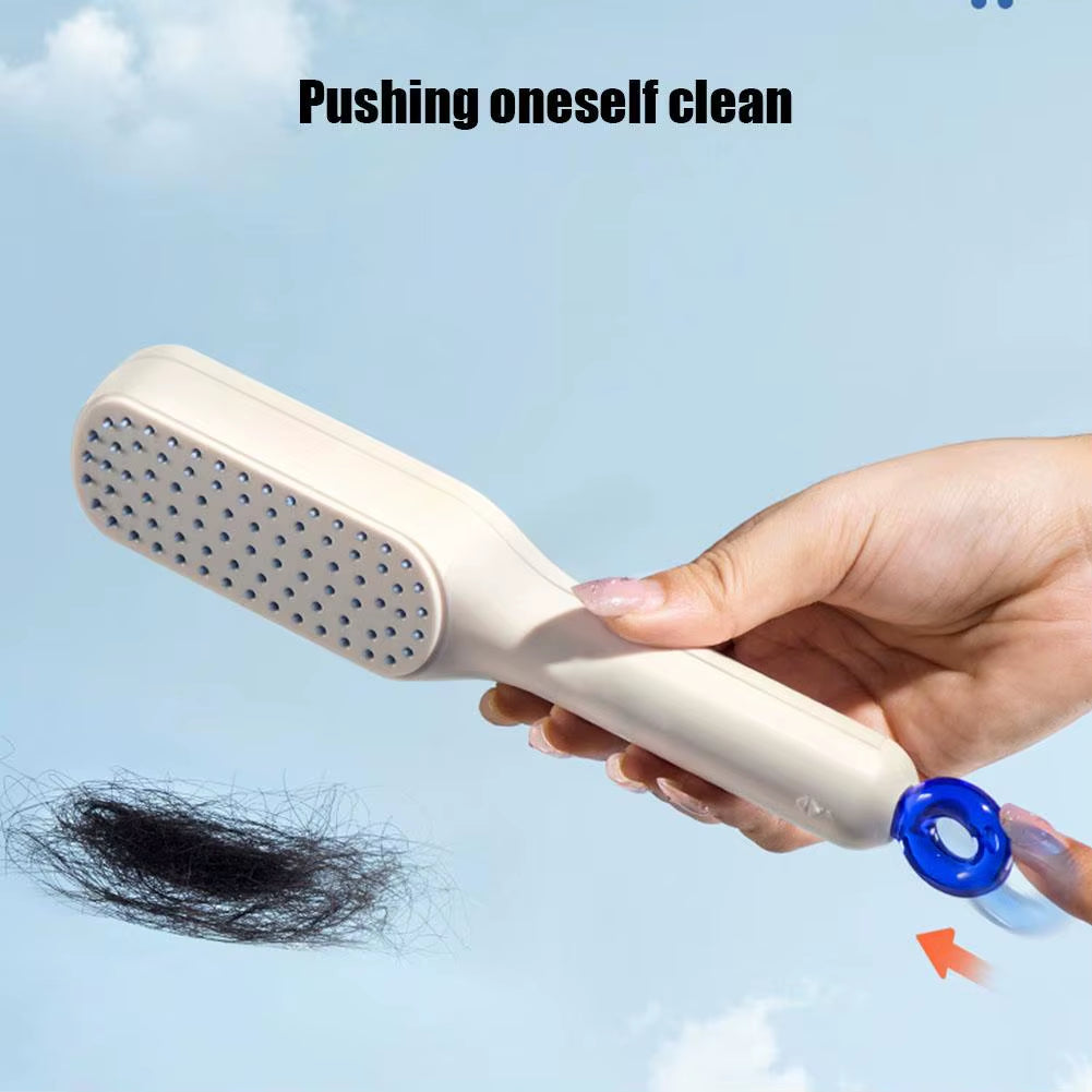 Retractable Comb Self-Cleaning Hair Brush Anti-Static Massage Comb for Women Smooth Hair Self Cleaning Hair Brush
