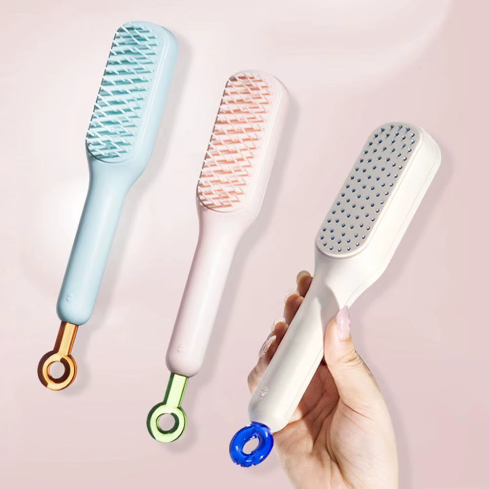 Retractable Comb Self-Cleaning Hair Brush Anti-Static Massage Comb for Women Smooth Hair Self Cleaning Hair Brush
