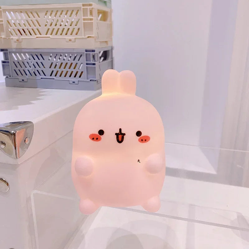 Rabbit Night Light Bedhead Bedroom LED Small Table Light Non Plug in Floor Stand Creative Atmosphere Night Light Decoration