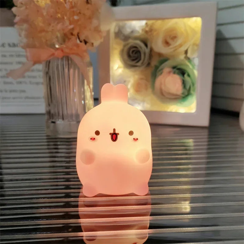 Rabbit Night Light Bedhead Bedroom LED Small Table Light Non Plug in Floor Stand Creative Atmosphere Night Light Decoration