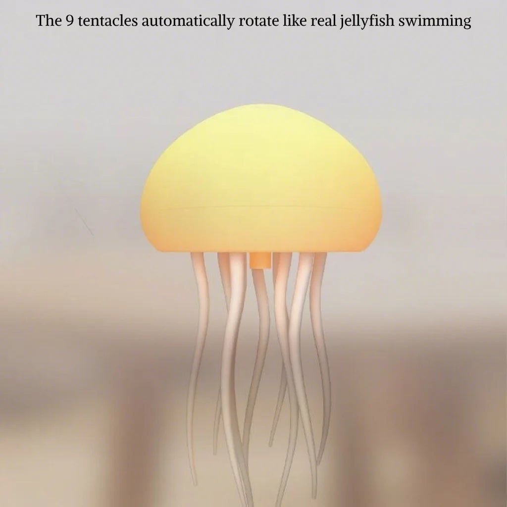 Voice Control Color Changing Jellyfish Lamp Smart Mood Light with 9 Swaying Tentacles USB-C Rechargeable Tabletop/Hanging Light