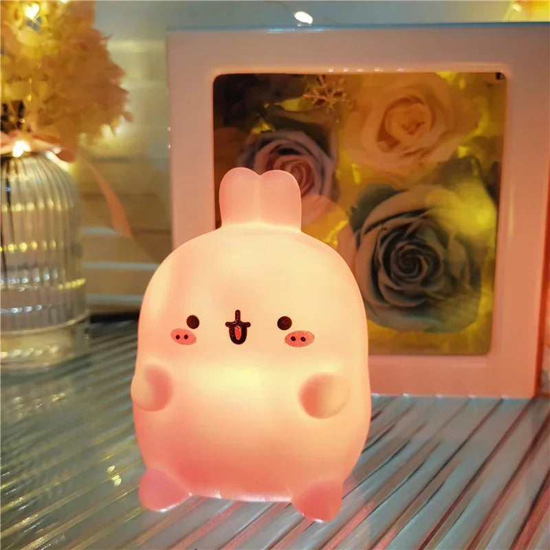 Rabbit Night Light Bedhead Bedroom LED Small Table Light Non Plug in Floor Stand Creative Atmosphere Night Light Decoration