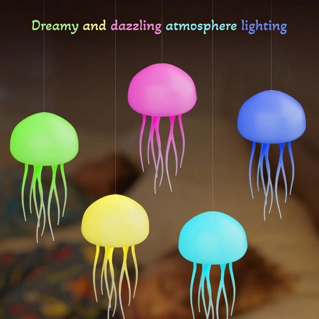 Voice Control Color Changing Jellyfish Lamp Smart Mood Light with 9 Swaying Tentacles USB-C Rechargeable Tabletop/Hanging Light