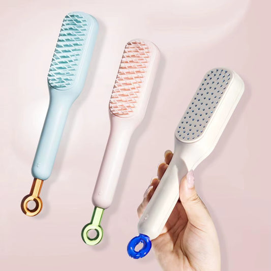Retractable Comb Self-Cleaning Hair Brush Anti-Static Massage Comb for Women Smooth Hair Self Cleaning Hair Brush