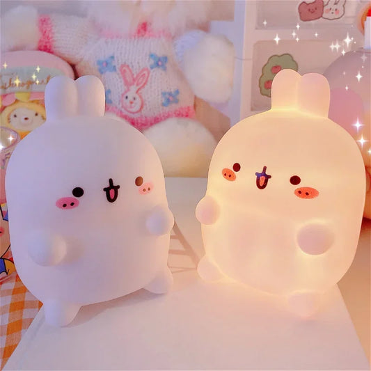 Rabbit Night Light Bedhead Bedroom LED Small Table Light Non Plug in Floor Stand Creative Atmosphere Night Light Decoration
