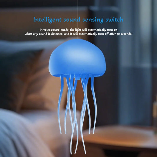 Voice Control Color Changing Jellyfish Lamp Smart Mood Light with 9 Swaying Tentacles USB-C Rechargeable Tabletop/Hanging Light